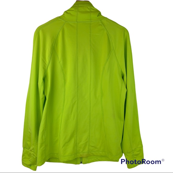 📚SOLD📚 TANGERINE Mock neck Zip Up Track Activewear Jacket Medium M Neon Lime - Picture 4 of 7